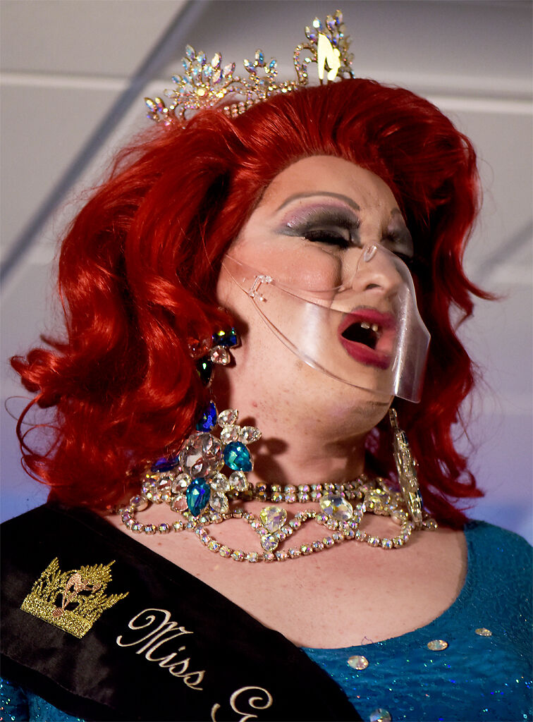 Amanda Lay lip syncs dressed as a beauty queen